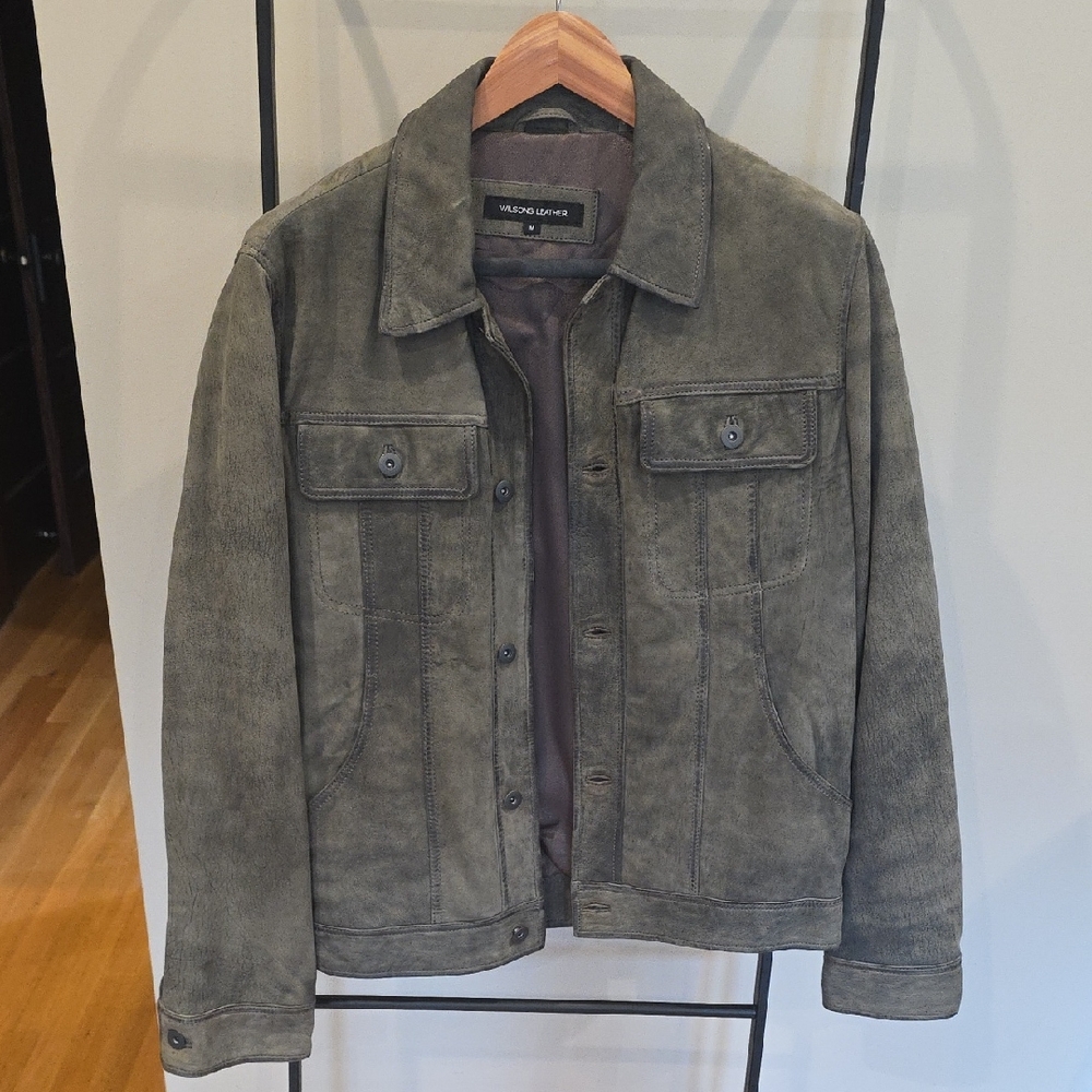 Wilsons Leather Olive Green Suede Jacket